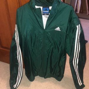 Men’s Adidas Green 3 stripe vintage jacket